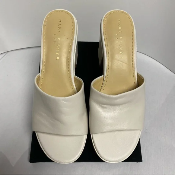 NEW Marc Fisher LTD Platform Mule Slide Ivory Women’s 8.5 - Picture 7 of 16